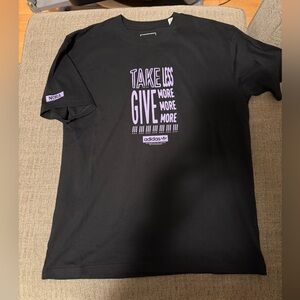 NWOT Adidas Black T-Shirt with Purple Print